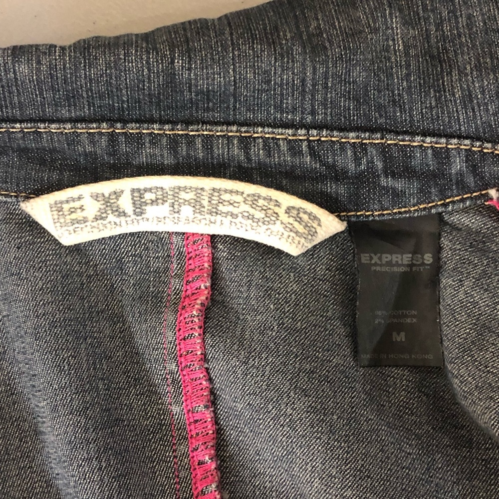 Express Button Down Denim Jacket Sz M - image 5